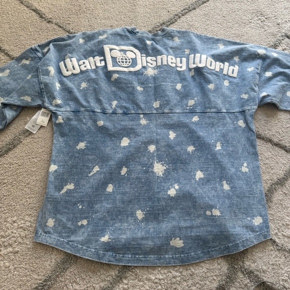 Disney World Parks Disneyland Spirit Jersey blue Denim Bleach splatter XL NEW - Picture 9 of 10